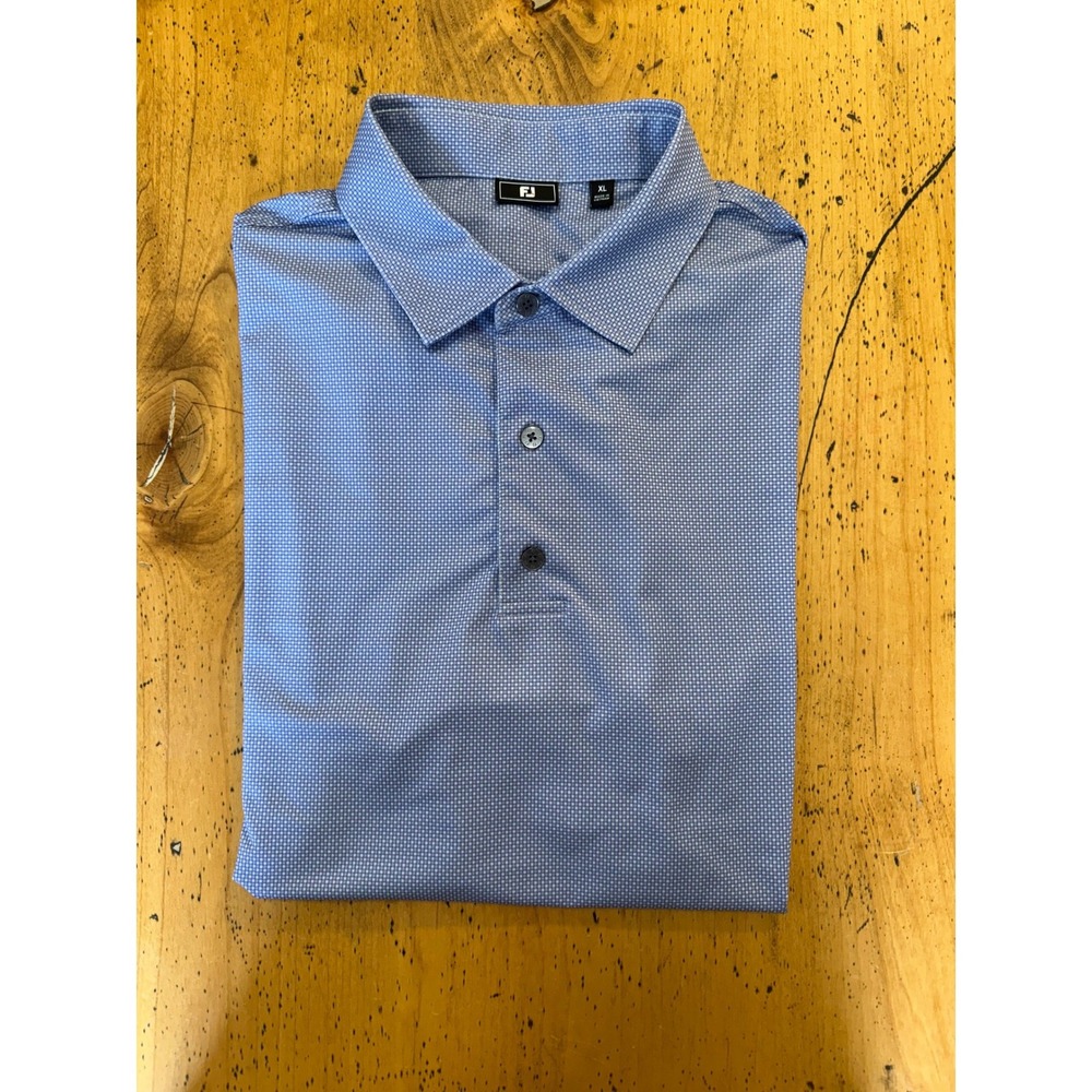 FootJoy Polo XL Mens Blue Geometric Print Short Sleeve Golf Performance Shirt
